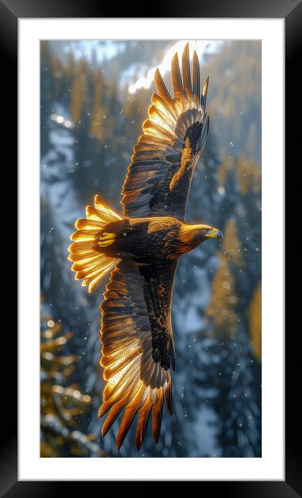 Golden Eagle Art Framed Mounted Print by T2 
