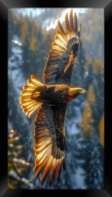 Golden Eagle Art Framed Print by T2 