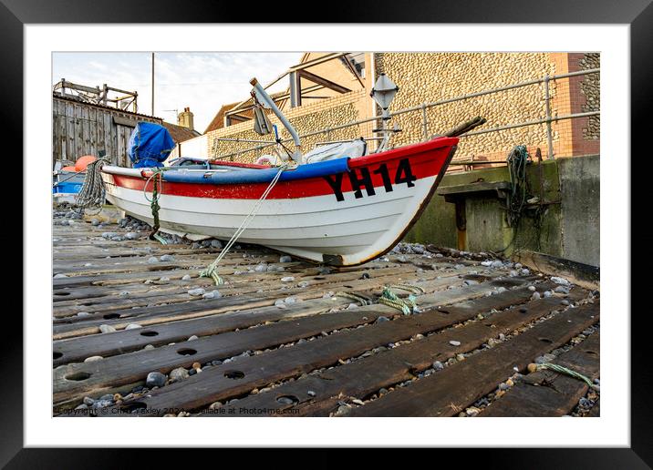 Fishing boat in Sheringham, North Norfolk Framed Mounted Print by Chris Yaxley