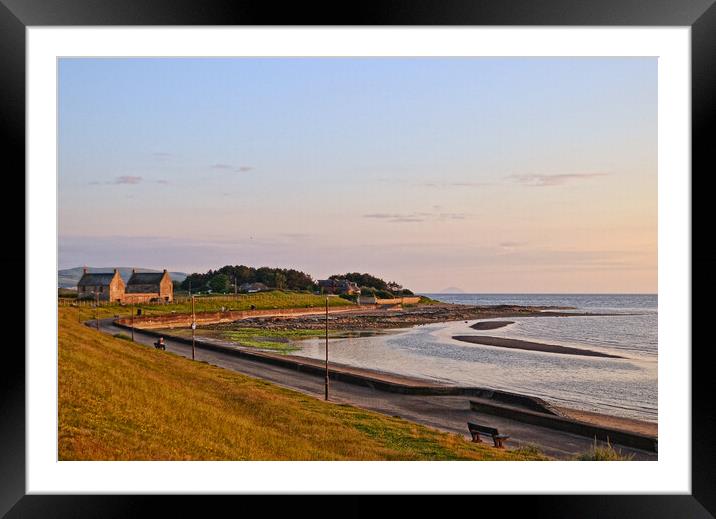Prestwick shorefront at sunset Framed Mounted Print by Allan Durward Photography