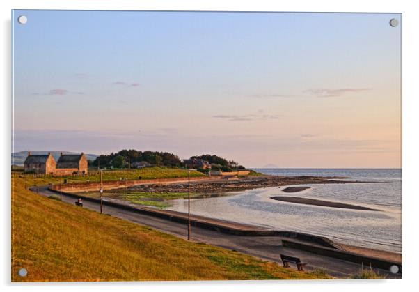 Prestwick shorefront at sunset Acrylic by Allan Durward Photography