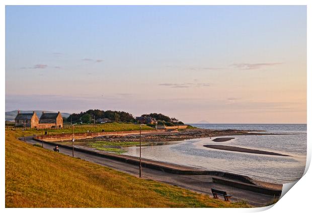 Prestwick shorefront at sunset Print by Allan Durward Photography