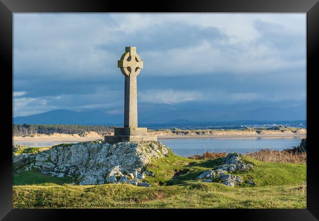 Celtic Cross on Llanddwyn Island, Anglesey Framed Print by Keith Douglas