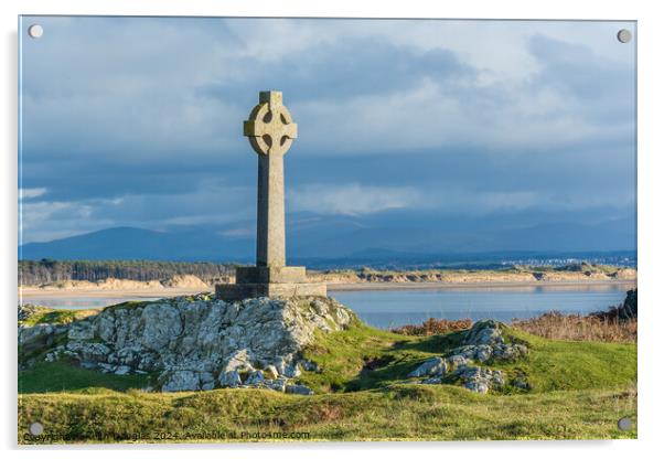 Celtic Cross on Llanddwyn Island, Anglesey Acrylic by Keith Douglas
