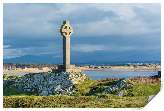 Celtic Cross on Llanddwyn Island, Anglesey Print by Keith Douglas