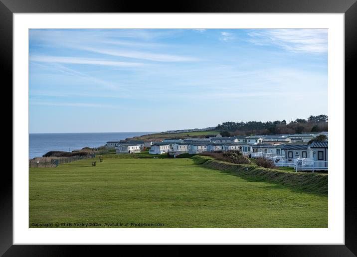 Caravan site on the cliffs Framed Mounted Print by Chris Yaxley