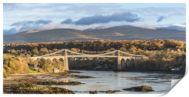 The Menai Suspension Bridge on Anglesey Print by Keith Douglas