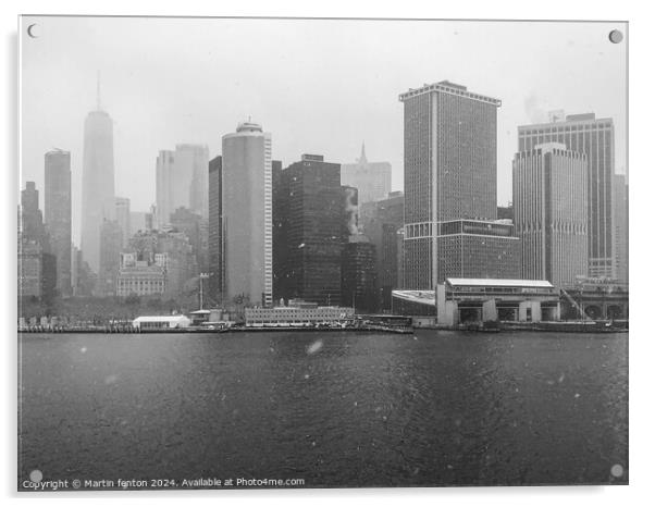 Manhattan from the Staten Island Ferry Acrylic by Martin fenton