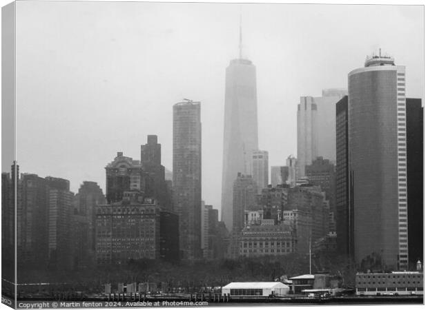 Misty one trade centre  Canvas Print by Martin fenton