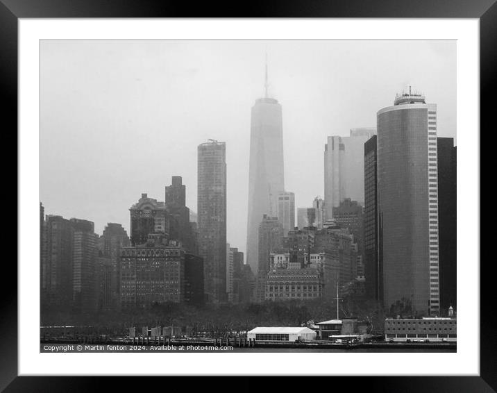 Misty one trade centre  Framed Mounted Print by Martin fenton