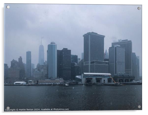 New York Lower Manhattan Acrylic by Martin fenton