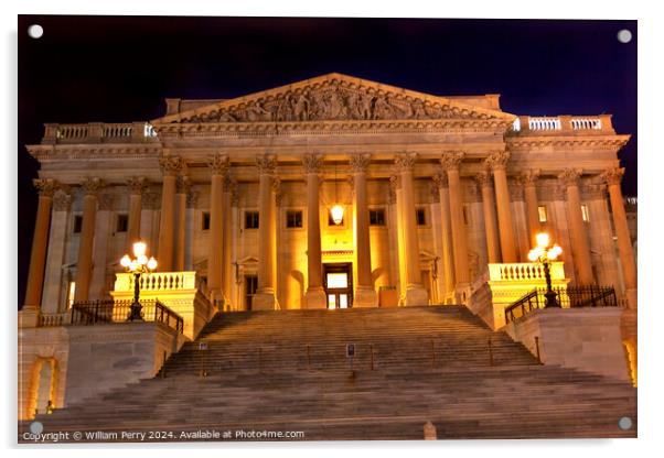 House of Representatives US Capitol Night Washington DC Acrylic by William Perry