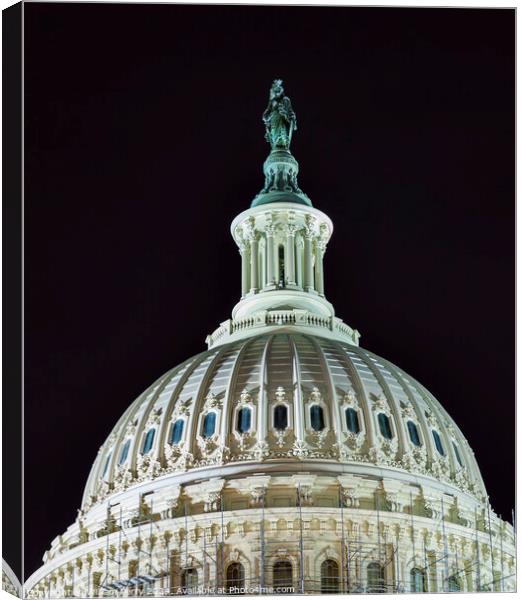 US Capitol Dome Night Stars Washington DC Canvas Print by William Perry