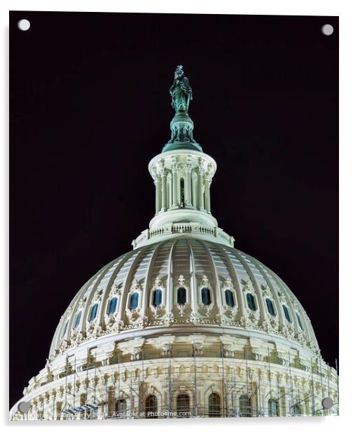 US Capitol Dome Night Stars Washington DC Acrylic by William Perry