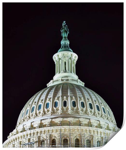 US Capitol Dome Night Stars Washington DC Print by William Perry