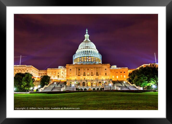 US Capitol South Side Construction Night Stars Washington DC Framed Mounted Print by William Perry