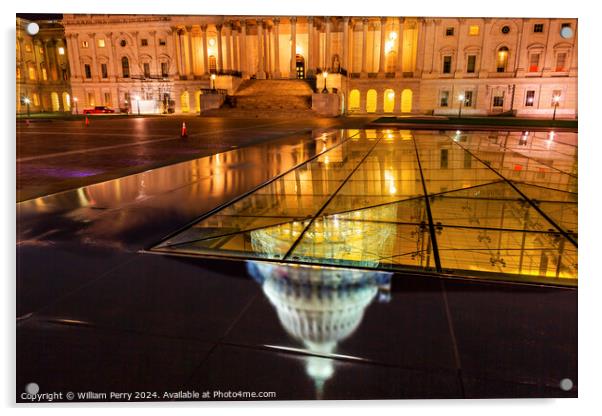 US Capitol North Side Construction Night Washington DC Reflectio Acrylic by William Perry
