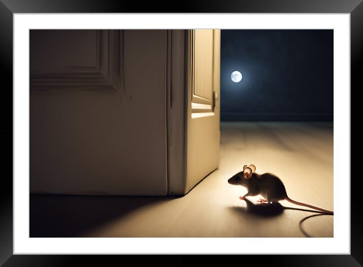 Door Mouse Snooping Framed Mounted Print by Picture Wizard