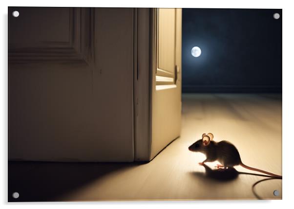 Door Mouse Snooping Acrylic by Picture Wizard