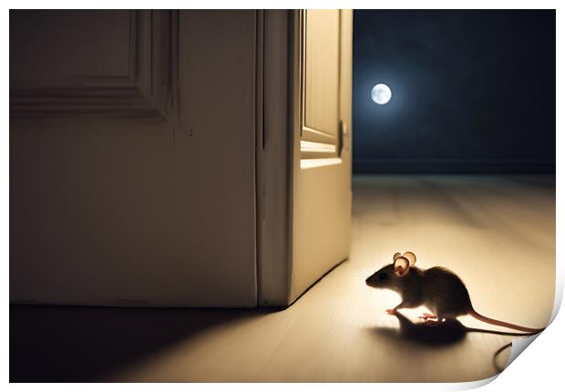 Door Mouse Snooping Print by Picture Wizard
