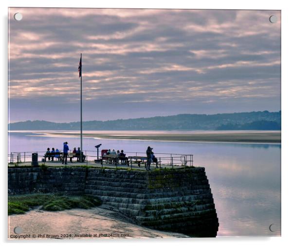 Arnside Pier at Dusk, Cumbria. Acrylic by Phil Brown