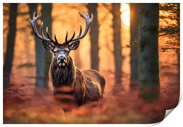 Red Stag Print by Picture Wizard