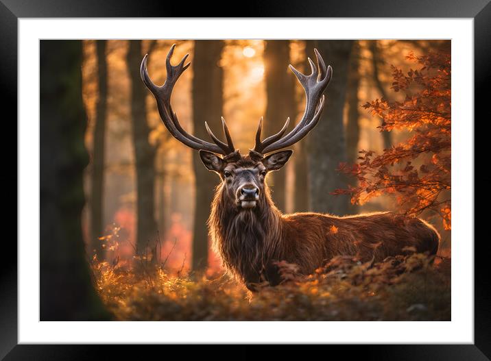 Red Stag Framed Mounted Print by Picture Wizard