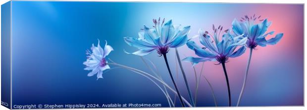 A group of Pale blue Monarda flowers. Canvas Print by Stephen Hippisley