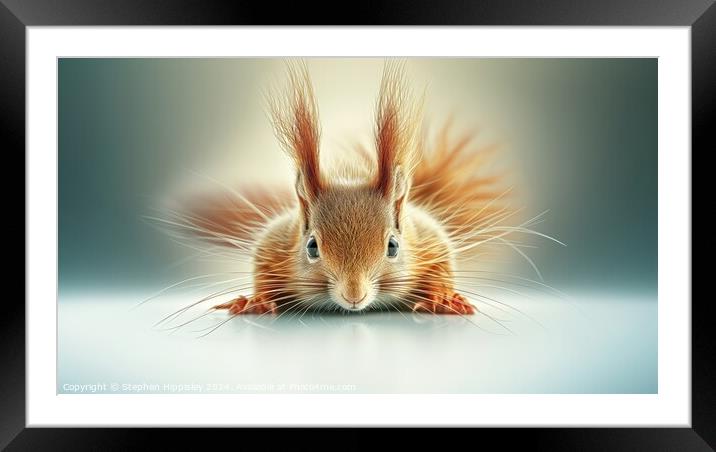 A close-up portrait of an adorable Red Squirrel. Framed Mounted Print by Stephen Hippisley