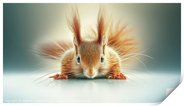 A close-up portrait of an adorable Red Squirrel. Print by Stephen Hippisley