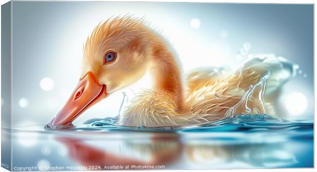 The young Ducklings first splash. Canvas Print by Stephen Hippisley
