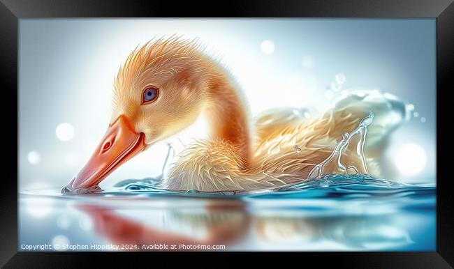 The young Ducklings first splash. Framed Print by Stephen Hippisley