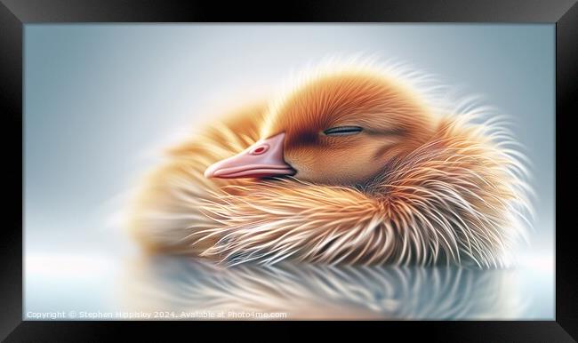 A young duckling taking a nap. Framed Print by Stephen Hippisley