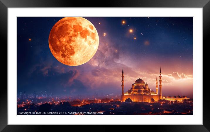 Arab cities and their mosques prepare for the Ramadan festival at sunset. Framed Mounted Print by Joaquin Corbalan