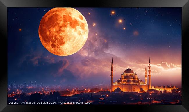 Arab cities and their mosques prepare for the Ramadan festival at sunset. Framed Print by Joaquin Corbalan