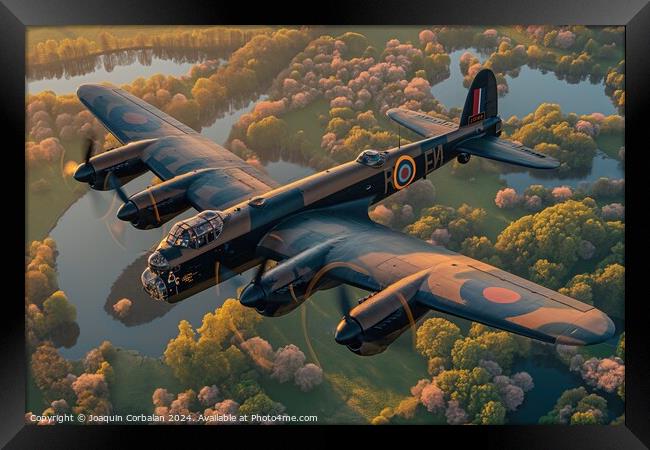 Avro Lancaster type heavy bomber, flying over the  Framed Print by Joaquin Corbalan