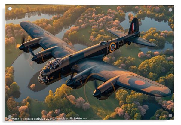 Avro Lancaster type heavy bomber, flying over the  Acrylic by Joaquin Corbalan