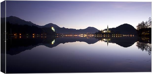 Dawn breaks over Lake Bled Canvas Print by Ian Middleton