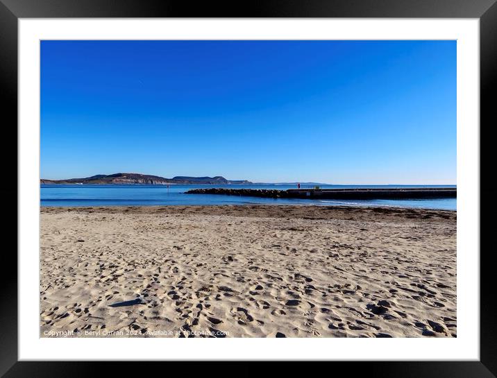 Sandy beach Lyme Regis Framed Mounted Print by Beryl Curran