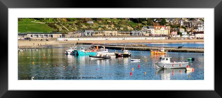Lyme Regis Harbour Panoramic  Framed Mounted Print by Beryl Curran