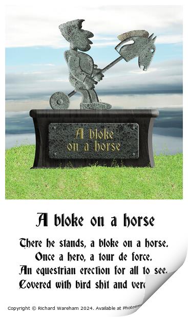 Poem A bloke on a horse.  Print by Richard Wareham