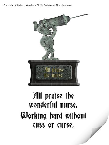 Grüntyers statue in honour of the nurse. Print by Richard Wareham