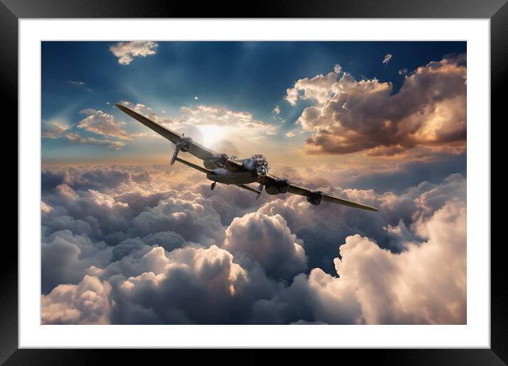 Lancaster Bomber Skies Framed Mounted Print by J Biggadike