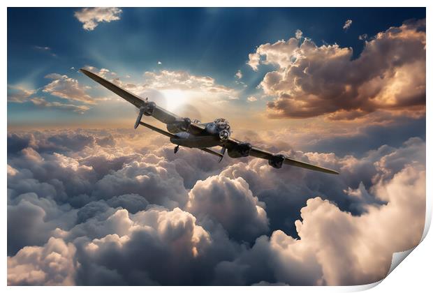 Lancaster Bomber Skies Print by J Biggadike