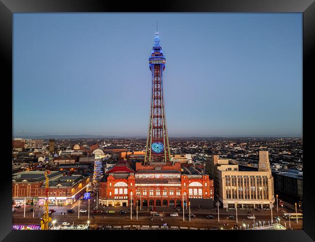 Blackpool Tower at Dusk Framed Print by Apollo Aerial Photography