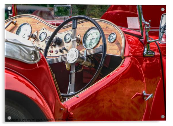 Red MG TC sports car Acrylic by Phil Brown