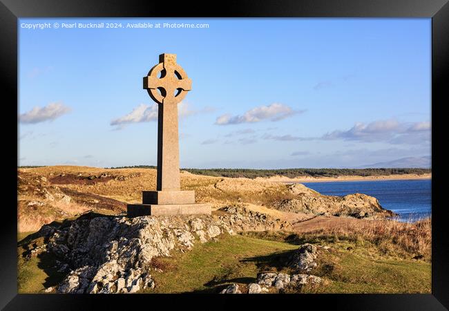 Llanddwyn Island Celtic Cross Anglesey Framed Print by Pearl Bucknall