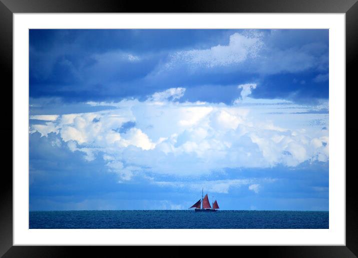 Red Sail Skyscape Framed Mounted Print by Bryan 4Pics
