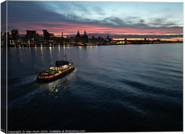 Ferry across the mersey  Canvas Print by Alan Hunt