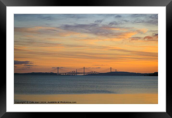 Forth birdges at sunrise Framed Mounted Print by Colin Kerr